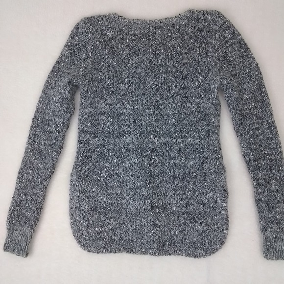 LOFT Casual Loose Knit Sweater XS Gray White High Low Hem Mohair Wool - Picture 2 of 12